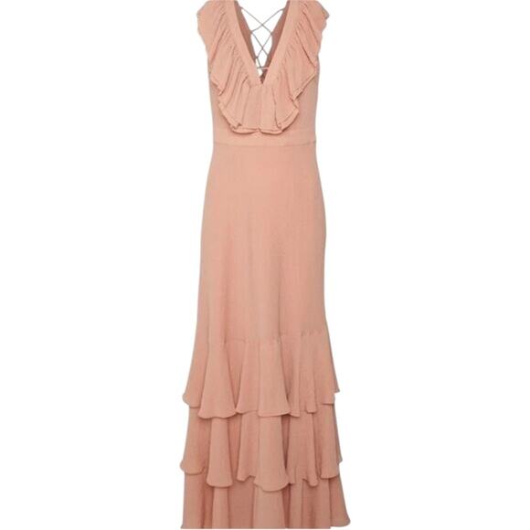 *NWOT Ted Baker London Ashleigh Ruffle-Trim Pink Maxi Gown -  Sz 6 - Picture 4 of 15